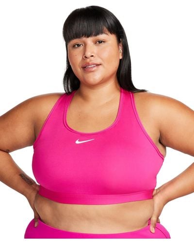 Nike Plus Size Active Medium-support Padded Logo Sports Bra - Pink