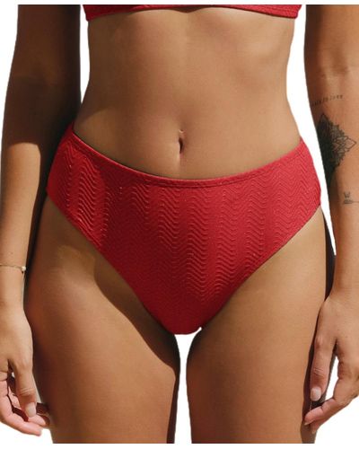 CUPSHE Brazilian Obsessed Mid Rise Bikini Bottom - Red