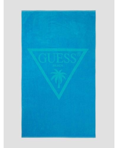 Guess Palm Triangle Logo Beach Towel - Blue