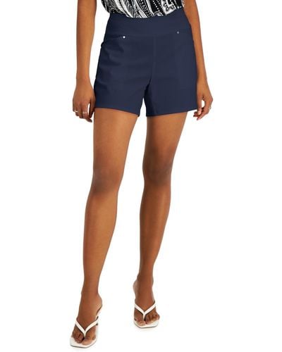 INC International Concepts Curvy Mid Rise Pull-on Shorts - Blue