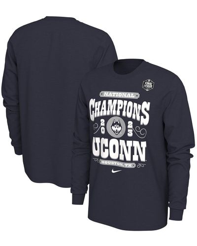 Nike Uconn Huskies 2023 Ncaa Basketball National Champions Celebration Long Sleeve T-shirt - Blue