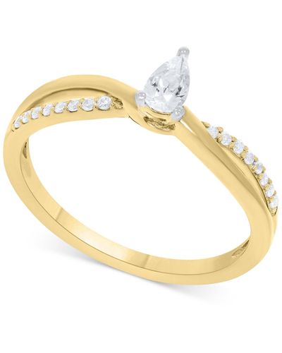 Macy's Diamond Pear-cut Swirl Solitaire Engagement Ring (1/4 Ct. Tw - Metallic
