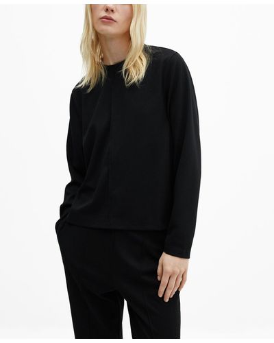 Mango Decorative Stitching Sweatshirt - Black