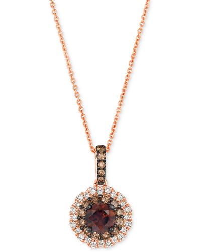 Le Vian Chocolate Diamond & Nude Diamond Flower Adjustable 20" Pendant Necklace (7/8 Ct. T.w. - Metallic