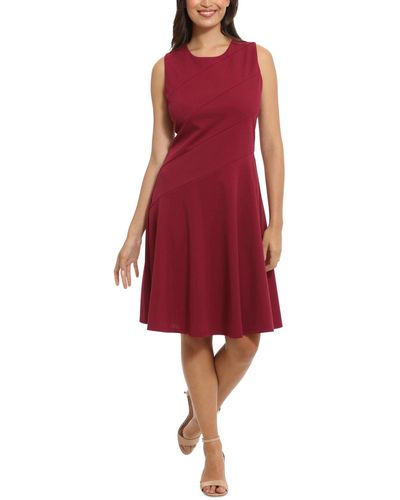 London Times Petite Bias-seamed Sleeveless Fit & Flare Dress - Red
