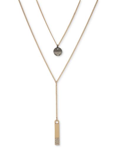 DKNY Two-tone Crystal Two-row Lariat Necklace - Metallic