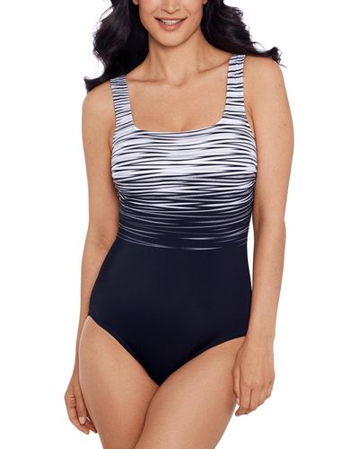 Swim Solutions Striped One-piece Swimsuit - Blue