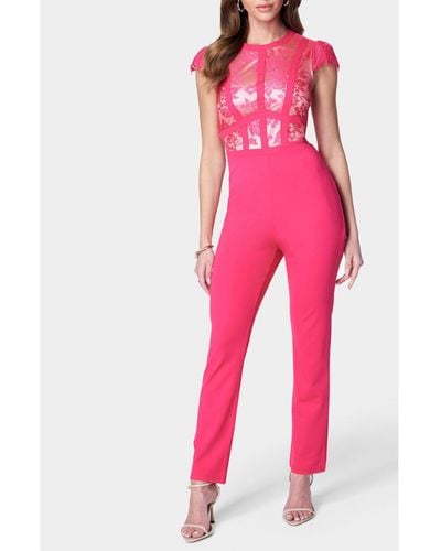 Bebe Caged Lace Catsuit - Pink