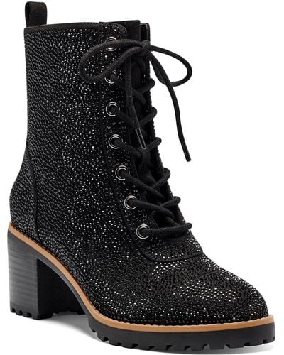 INC International Concepts Samira Lace-up Booties, Created For Macy's - Black