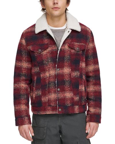 Levi's Plaid Fleece-lined Trucker Jacket - Red