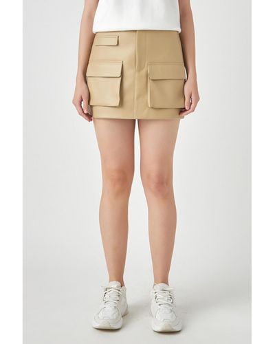 Grey Lab Low Waisted Cargo Mini Skirt - Natural