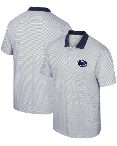 Colosseum Athletics Penn State Nittany Lions Print Stripe Polo Shirt - Gray