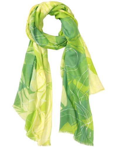 Olsen Allover Abstract Leave Pattern Scarf - Green