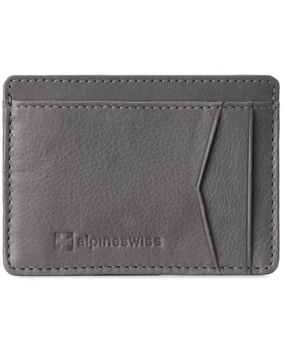Alpine Swiss Men Rfid Safe Minimalist Front Pocket Wallet Leather Thin Card Case - Gray