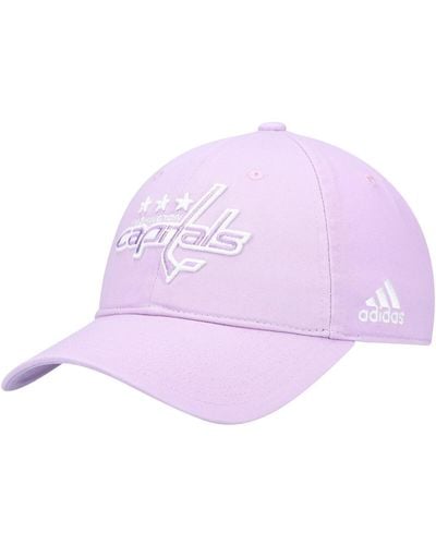 adidas Washington Capitals 2021 Hockey Fights Cancer Slouch Adjustable Hat - Purple