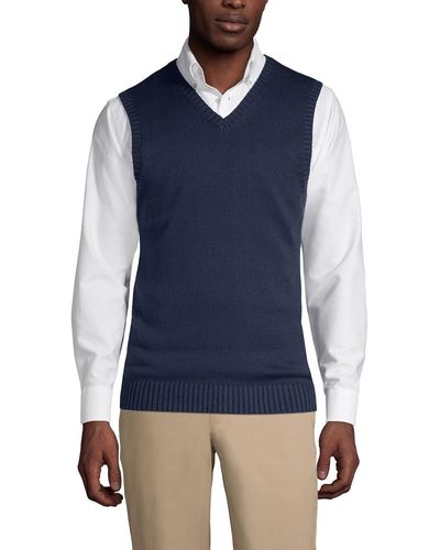 Lands' End School Uniform Cotton Modal Sweater Vest - Blue