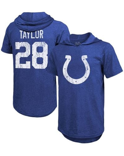 Majestic Threads Jonathan Taylor Indianapolis Colts Player Name And Number Tri-blend Hoodie T-shirt - Blue