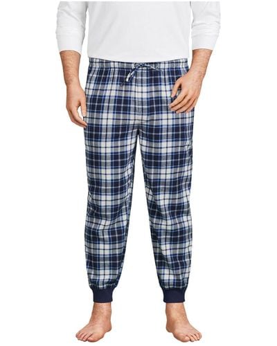 Lands' End Big & Tall Flannel jogger Pajama Pants - Blue