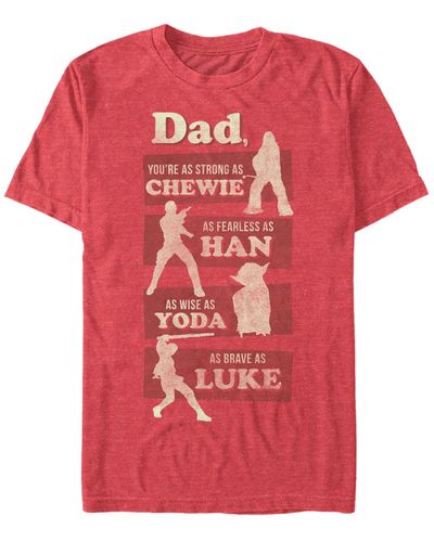 Fifth Sun Star Wars Dad Is Like Chewie Han Yoda And Luke Short Sleeve T-shirt - Red