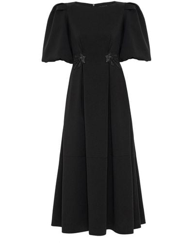 Nocturne Balloon Sleeve Long Dress With Removal Sleeves - Black