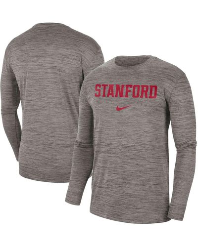 Nike Stanford Cardinal Team Velocity Performance Long Sleeve T-shirt - Gray