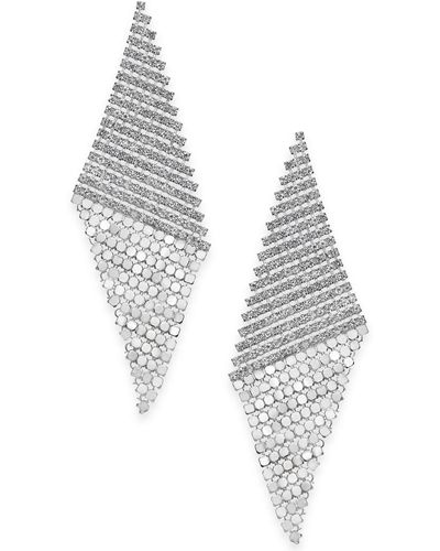 INC International Concepts Tone Pave Triangular Mesh Statement Earrings - Metallic