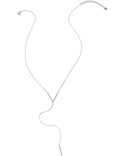 Adornia Tone Crystal Lariat Necklace - White