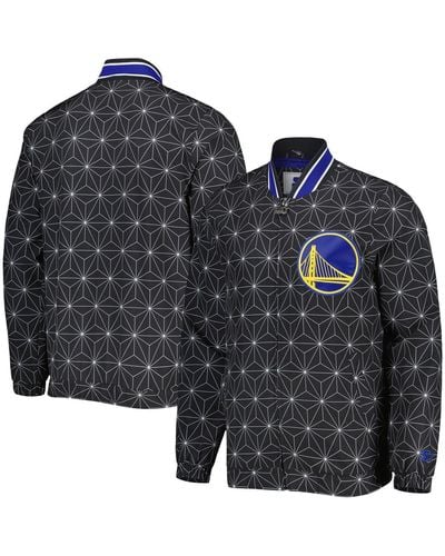 Starter Golden State Warriors In-field Play Fashion Satin Full-zip Varsity Jacket - Blue