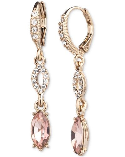 Givenchy Pave & Color Crystal Double Drop Earrings - Metallic
