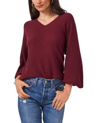 1.STATE Rib-knit Bubble Sleeve Long Sleeve Sweater - Multicolor