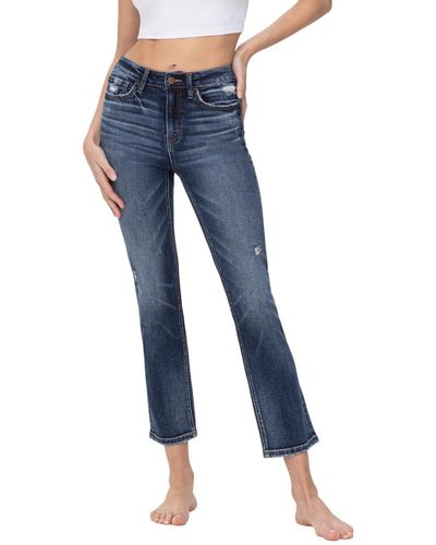 Flying Monkey High Rise Ankle Slim Straight Jeans - Blue