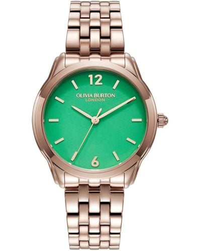 Olivia Burton Starlight Rose Gold-tone Stainless Steel Watch 36mm - Green