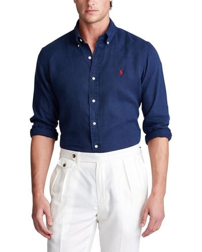 Polo Ralph Lauren Classic Fit Linen Shirt - Blue
