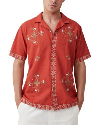 Cotton On Cabana Short Sleeve Shirts - Red