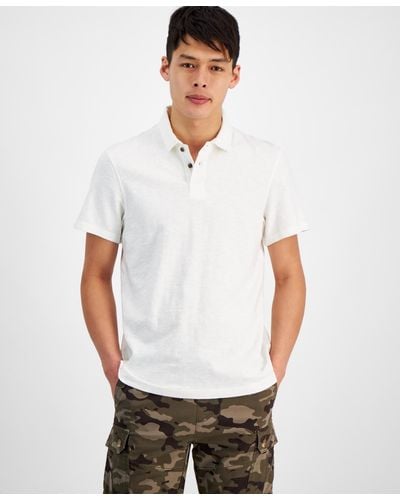 Sun & Stone Sun + Stone Regular-fit Textured Polo Shirt - White