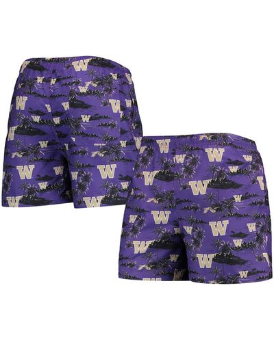 FOCO Washington Huskies Island Palm Swim Trunks - Purple