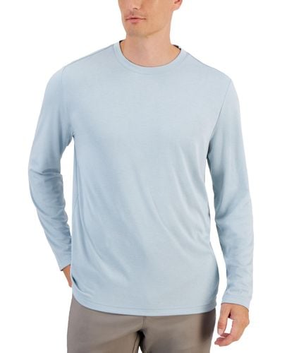 Alfani Alfatech Long Sleeve Crewneck T-shirt - Blue