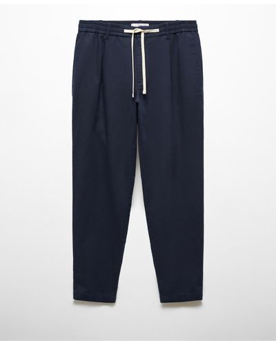 Mango Slim-fit Drawstring Pants - Blue