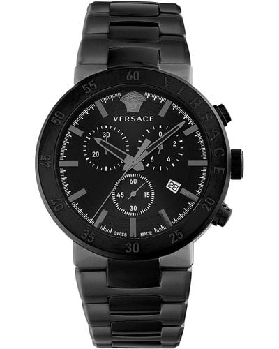 Versace Swiss Chronograph Urban Mystique Black-tone Stainless Steel Bracelet Watch 43mm