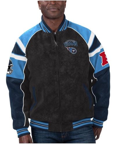 G-III 4Her by Carl Banks Tennessee Titans Faux Suede Raglan Full-zip Varsity Jacket - Blue