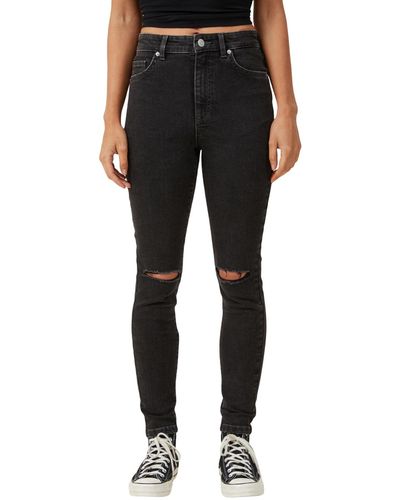 Cotton On High Rise Skinny Jeans - Black