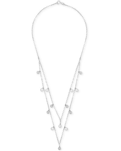 Wrapped in Love Diamond Cluster & Polished Dangle Disc 18" Layered Necklace (1/4 Ct. T.w. - White