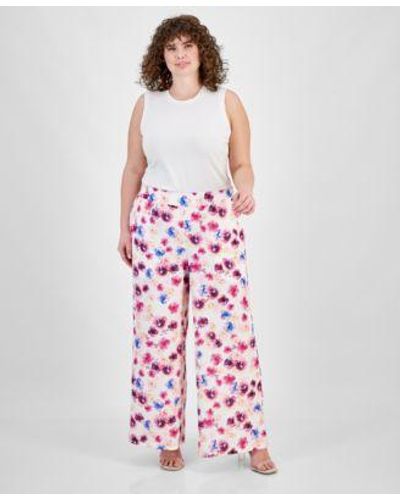 Bar Iii Plus Size Printed Button Front Top Wide Leg Pants Created For Macys  in Blue