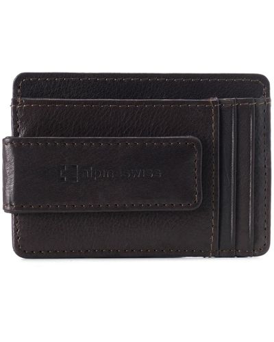 Alpine Swiss Rfid Safe Magnetic Money Clip Wallet Slim Front Pocket Wallet - Black