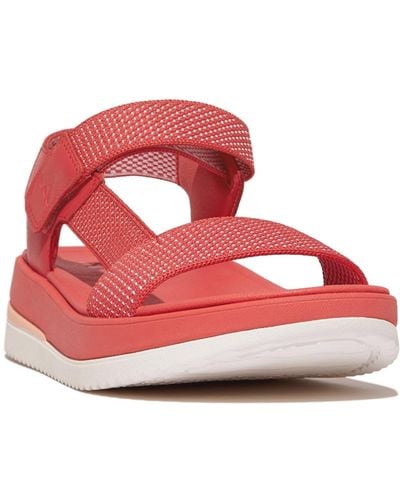 Fitflop Surff Two-tone Webbing Or Leather Back-strap Sandals - Red
