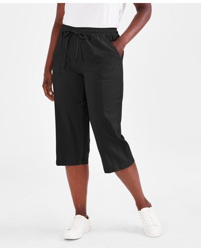 Style & Co Plus Size Cotton Bungee Cargo Capri Pants, Created for