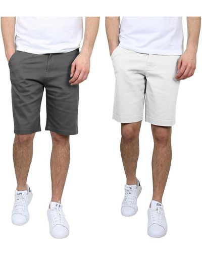 Galaxy By Harvic 5 Pocket Flat Front Slim Fit Stretch Chino Shorts - White