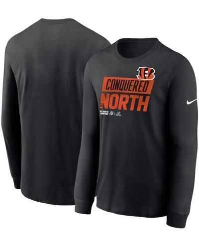 Nike Cincinnati Bengals 2022 Afc North Division Champions Locker Room Trophy Collection Long Sleeve T-shirt - Black