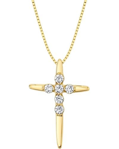 Sirena Diamond Polished Cross 18" Pendant Necklace (1/4 Ct. T.w. - Metallic