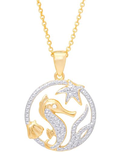 Macy's Diamond Accent Seahorse Medallion Pendant 18" Necklace - Metallic